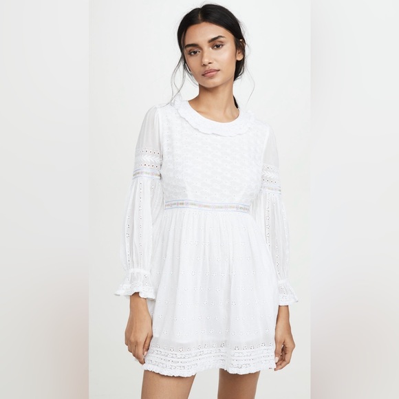 LoveShackFancy BNWT Jullian Mini Dress in White Broderie Anglaise- Size US 4 - Picture 7 of 16